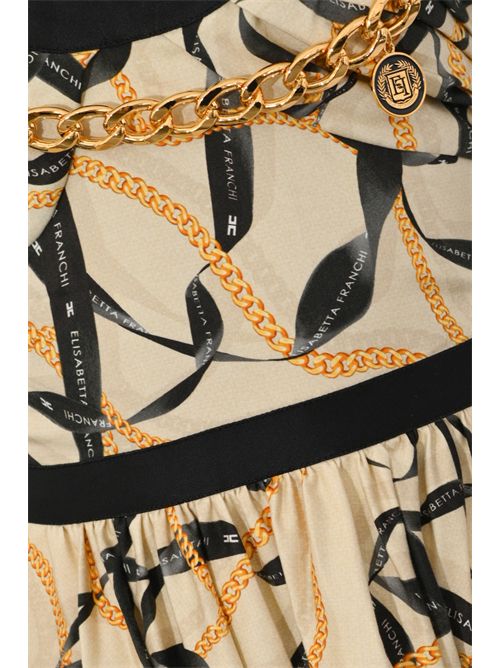 Abito midi in cotone stampato con catena Elisabetta Franchi | AB91061E2045